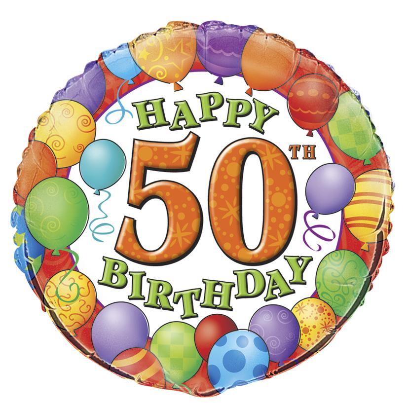Happy 50th Birthday Round Foil Balloon - 45cm - The Base Warehouse