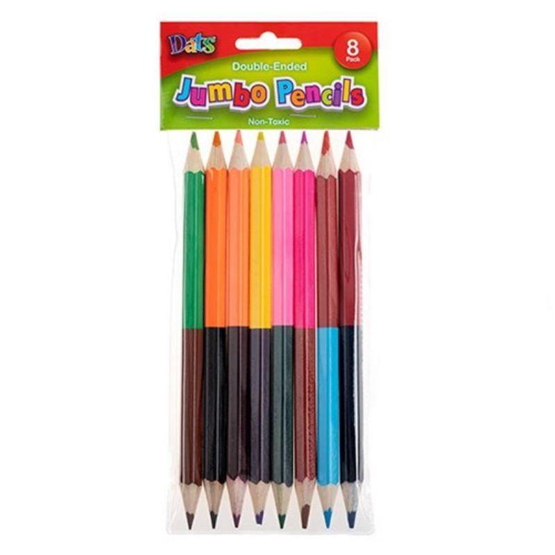 8 Pack Double Ended Jumbo Colour Pencils - The Base Warehouse