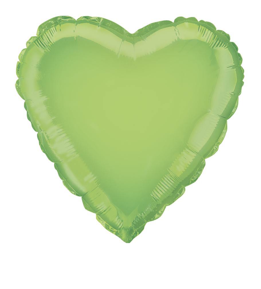 Lime Green Heart Foil Balloon - 45cm - The Base Warehouse