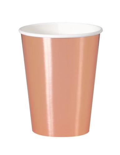 8 Pack Rose Gold Foil Paper Cups - 355ml - The Base Warehouse