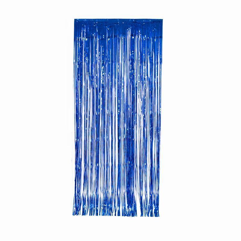 True Blue Metallic Curtains - 90cm x 200cm