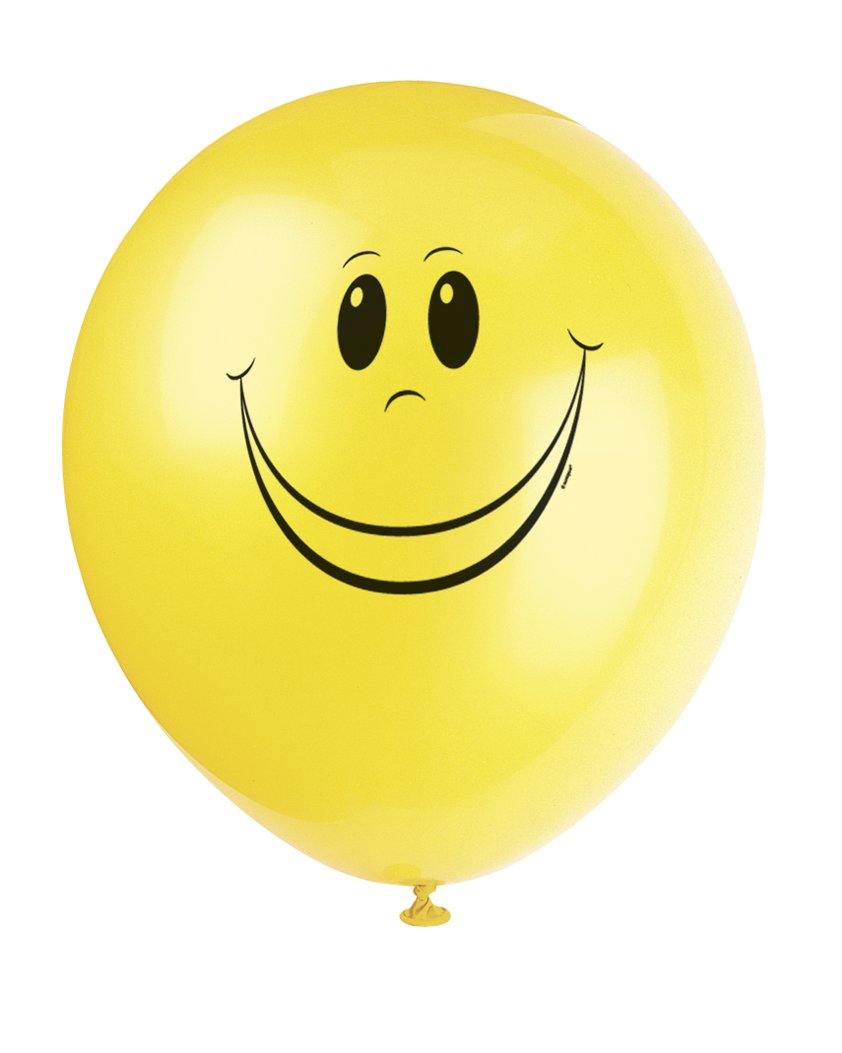 6 Pack Yellow Happy Face Balloons - 30cm - The Base Warehouse