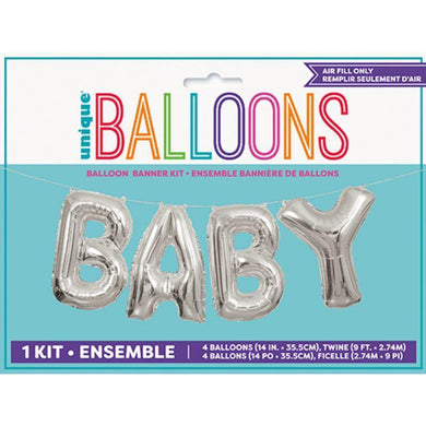 Silver BABY Foil Letter Balloon Kit - The Base Warehouse