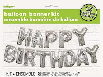 Happy Birthday Silver Foil Balloon Kit - The Base Warehouse