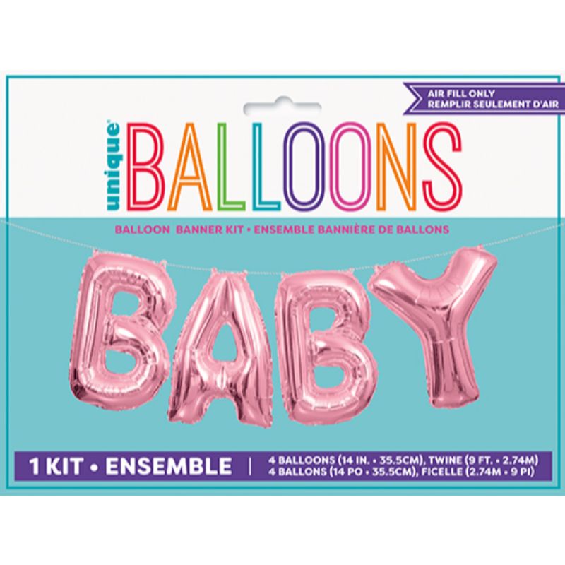 Pink Baby Foil Letter Balloon Kit - 35.5cm