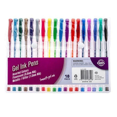 18 Pack Mixed Metallic Glitter Bright Gel Pens - The Base Warehouse