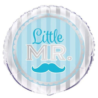 Little Mr Blue Mustache Foil Balloon - 45cm - The Base Warehouse