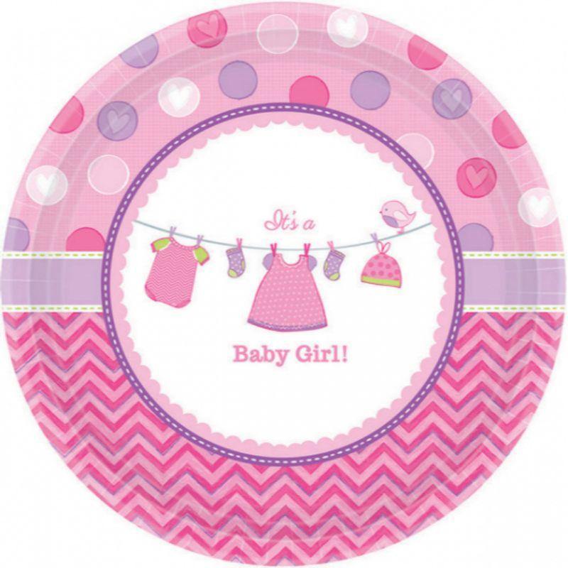 8 Pack Shower with Love Girl Plates - 18cm - The Base Warehouse