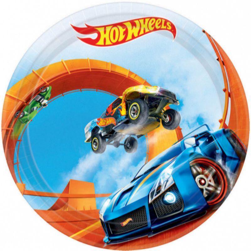 8 Pack Hot Wheels Wild Racer Round Plate - 17cm - The Base Warehouse