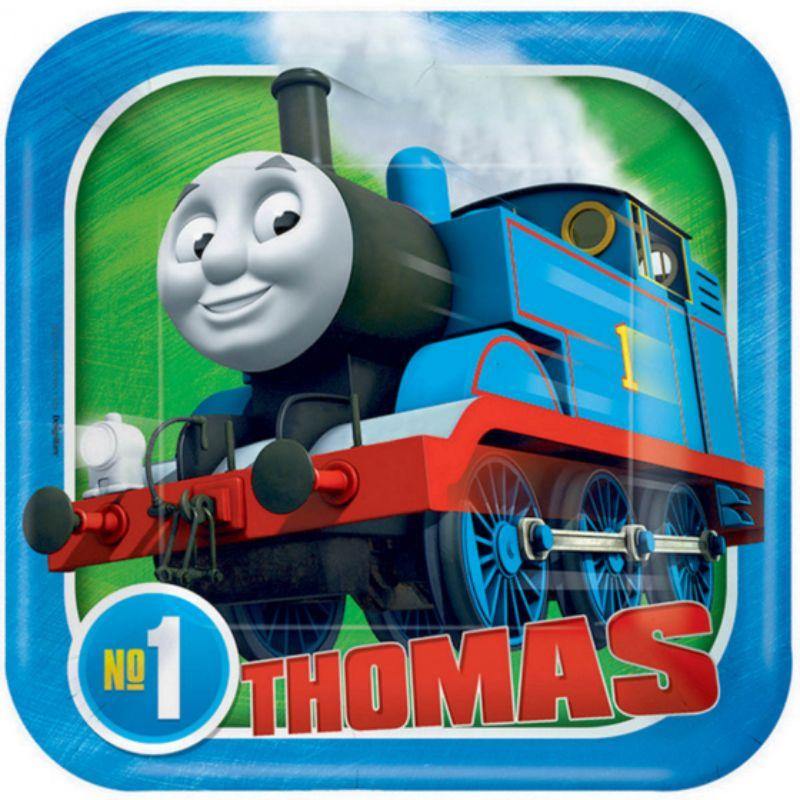 8 Pack Thomas All Aboard Square Paper Plate - 18cm - The Base Warehouse