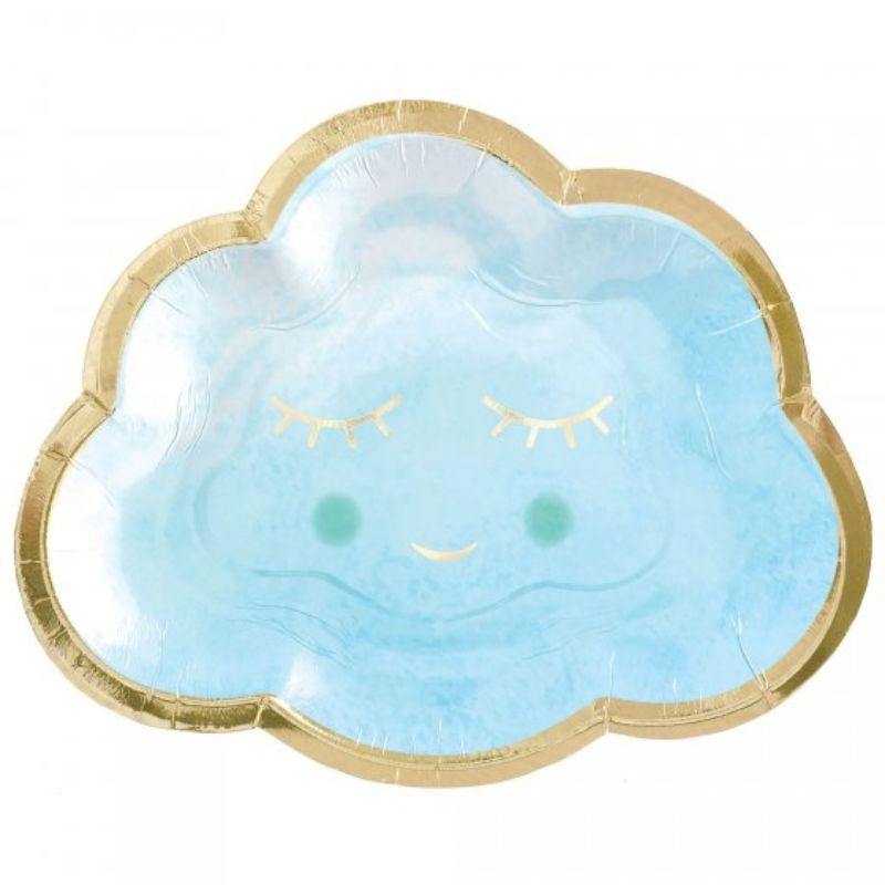 8 Pack Oh Baby Boy Cloud Shaped Plates - 16cm - The Base Warehouse