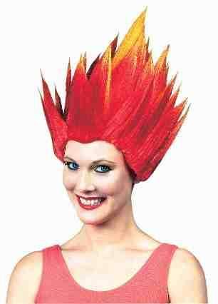 Adult Red Flames Wig - The Base Warehouse