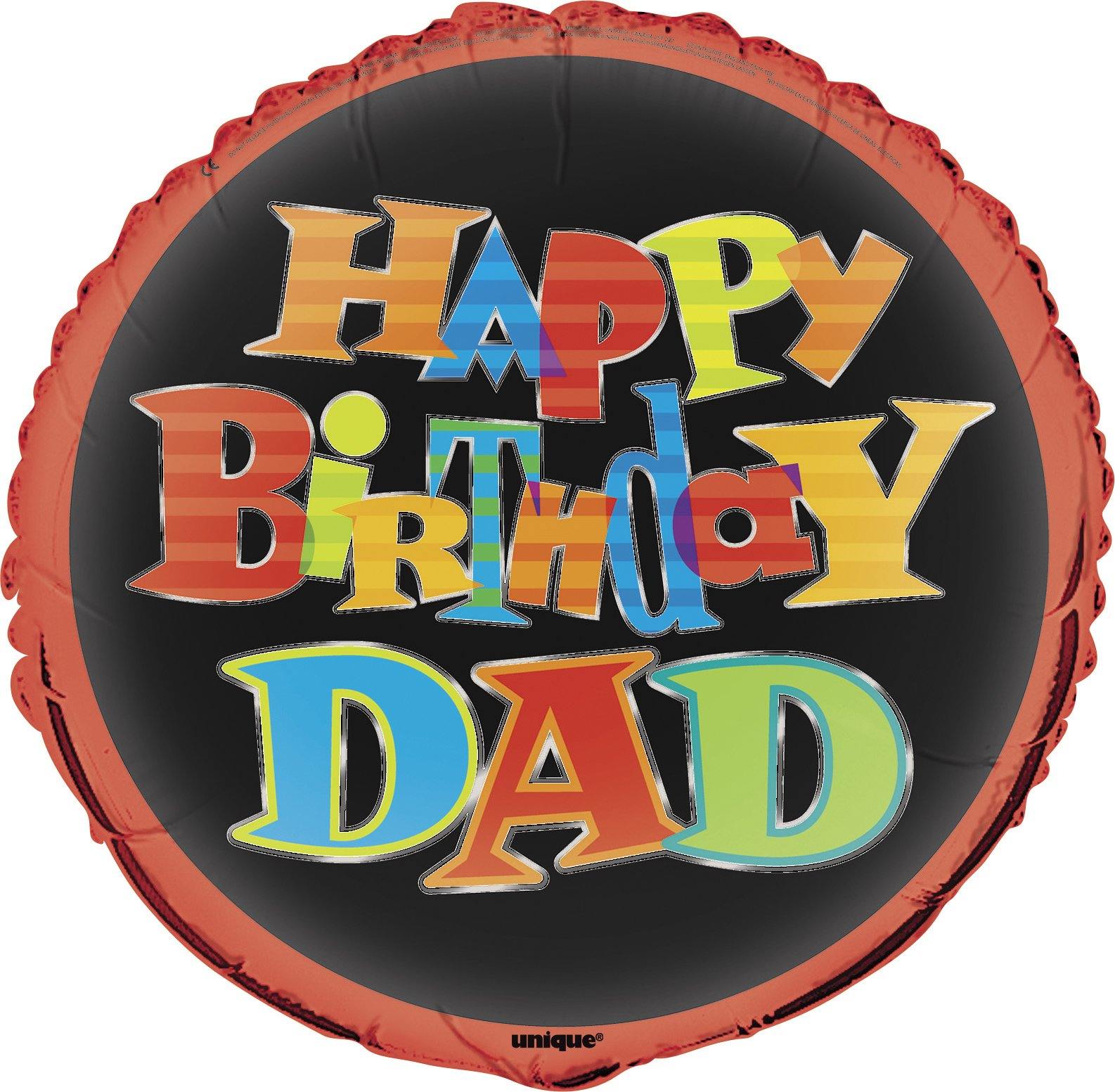 Happy Birthday Dad Round Foil Balloon - 45cm - The Base Warehouse