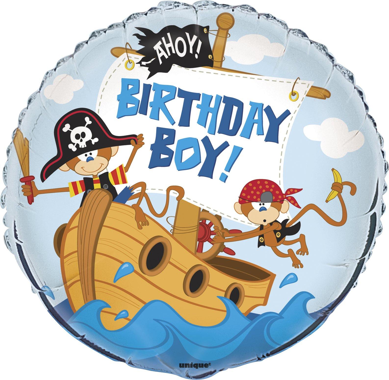 Pirate Birthday Boy Round Foil Balloon - 45cm