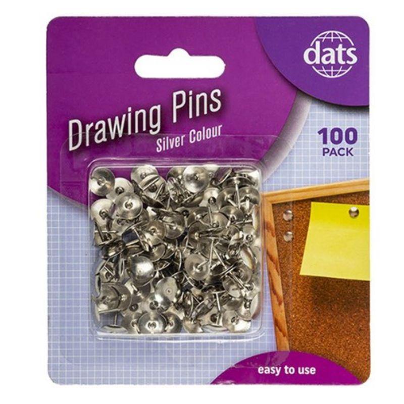 100 Pack Silver Drawing Pins - The Base Warehouse