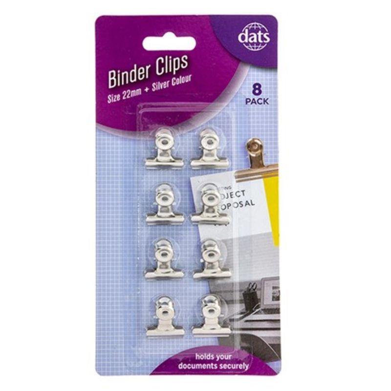 8 Pack Silver Binder Clips - 22mm - The Base Warehouse