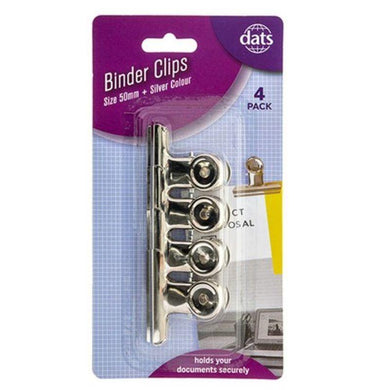 4 Pack Silver Binder Clips - 50mm - The Base Warehouse