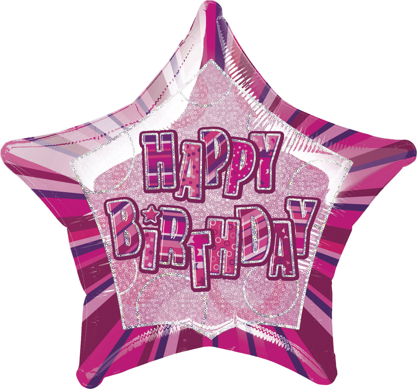 Glitz Pink Happy Birthday Star Foil Balloon - 50cm