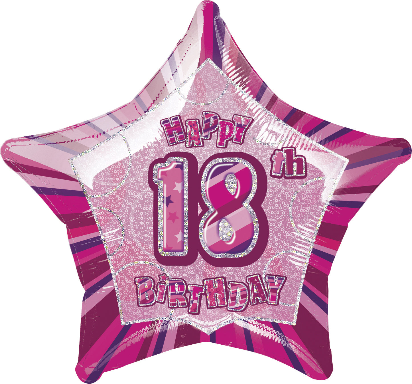 Glitz Pink Happy 18th Birthday Star Foil Balloon - 50cm