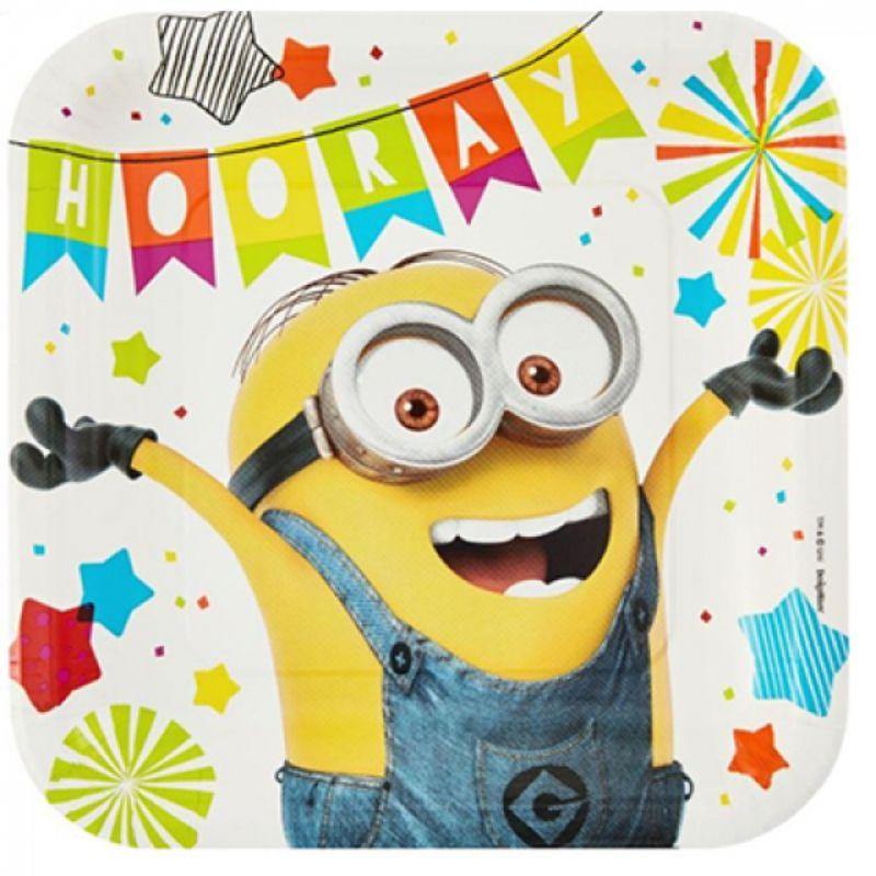 8 Pack Despicable Me 3 Square Plates - 23cm - The Base Warehouse