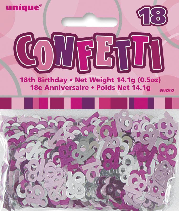 Glitz Pink 18th Birthday Confetti - 14g