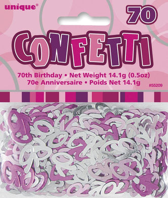 Glitz Pink 70th Birthday Confetti - 14g - The Base Warehouse