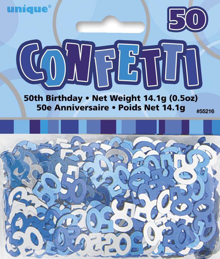 Glitz Blue 50th Birthday Confetti - 14g - The Base Warehouse