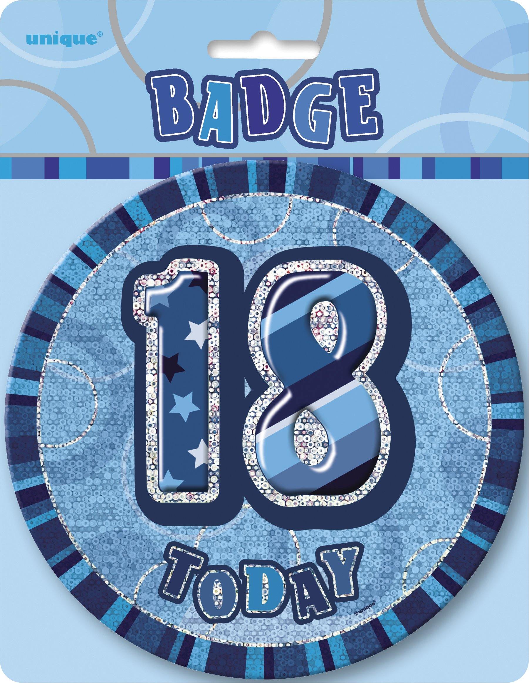 Glitz Blue 18 Today Jumbo Birthday Badge - 15cm - The Base Warehouse