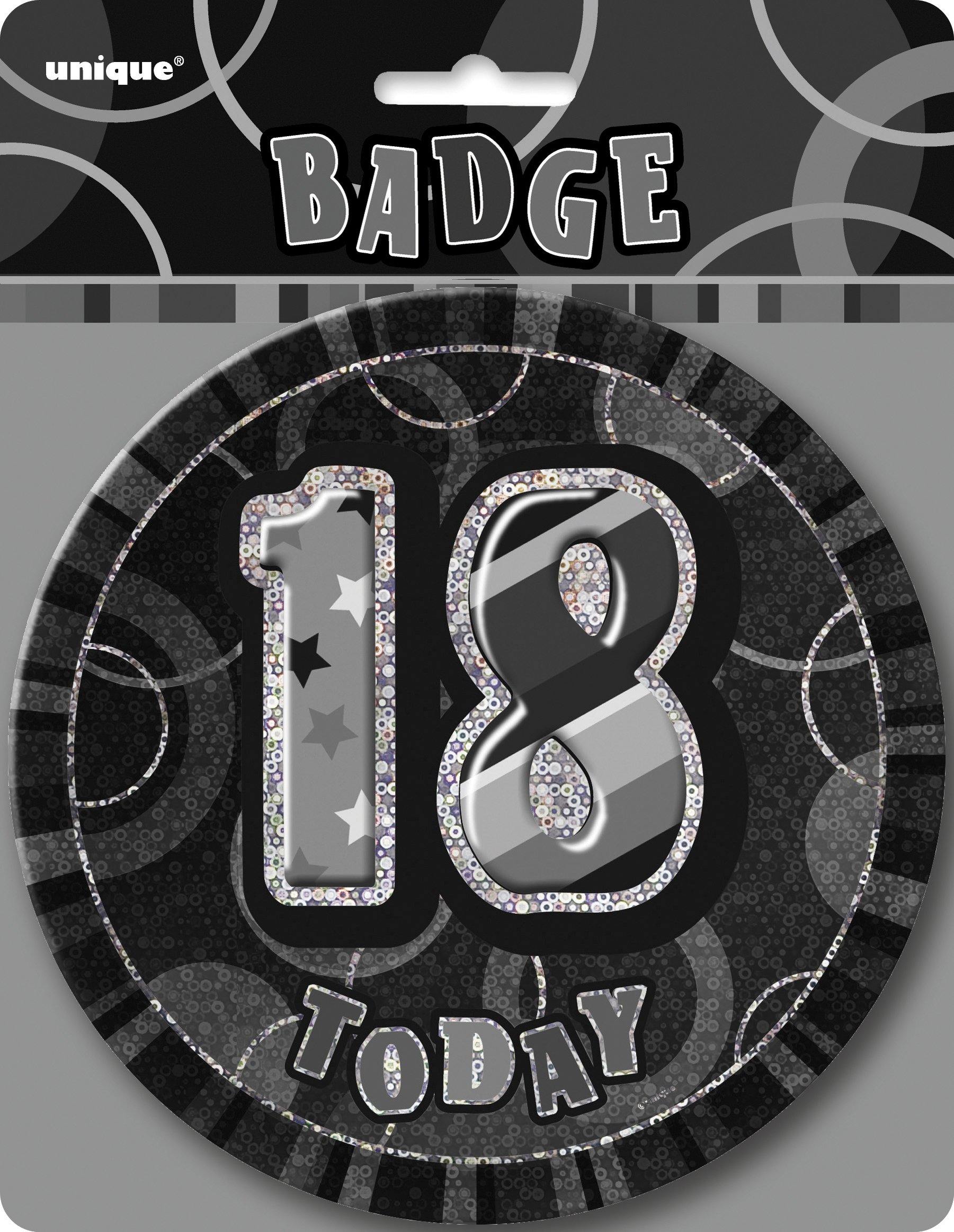 Glitz Black 18 Today Jumbo Birthday Badge - 15cm - The Base Warehouse