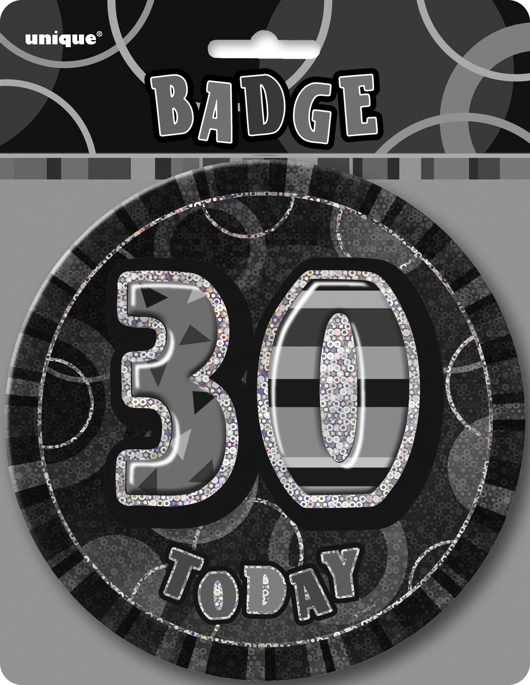 Glitz Black 30 Today Jumbo Birthday Badge - 15cm