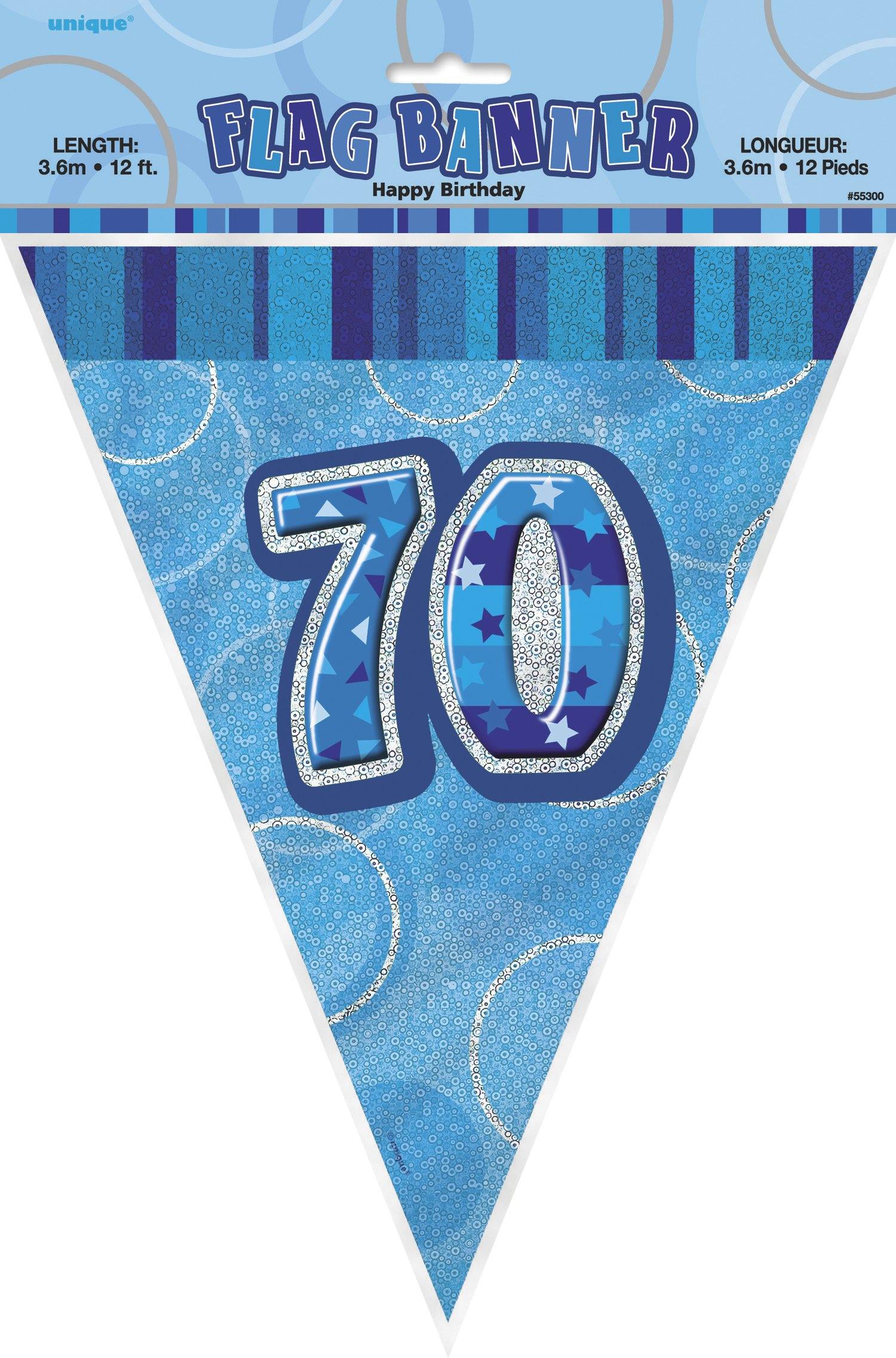 Glitz Blue Numeral 70 Flag Banner - 3.65m
