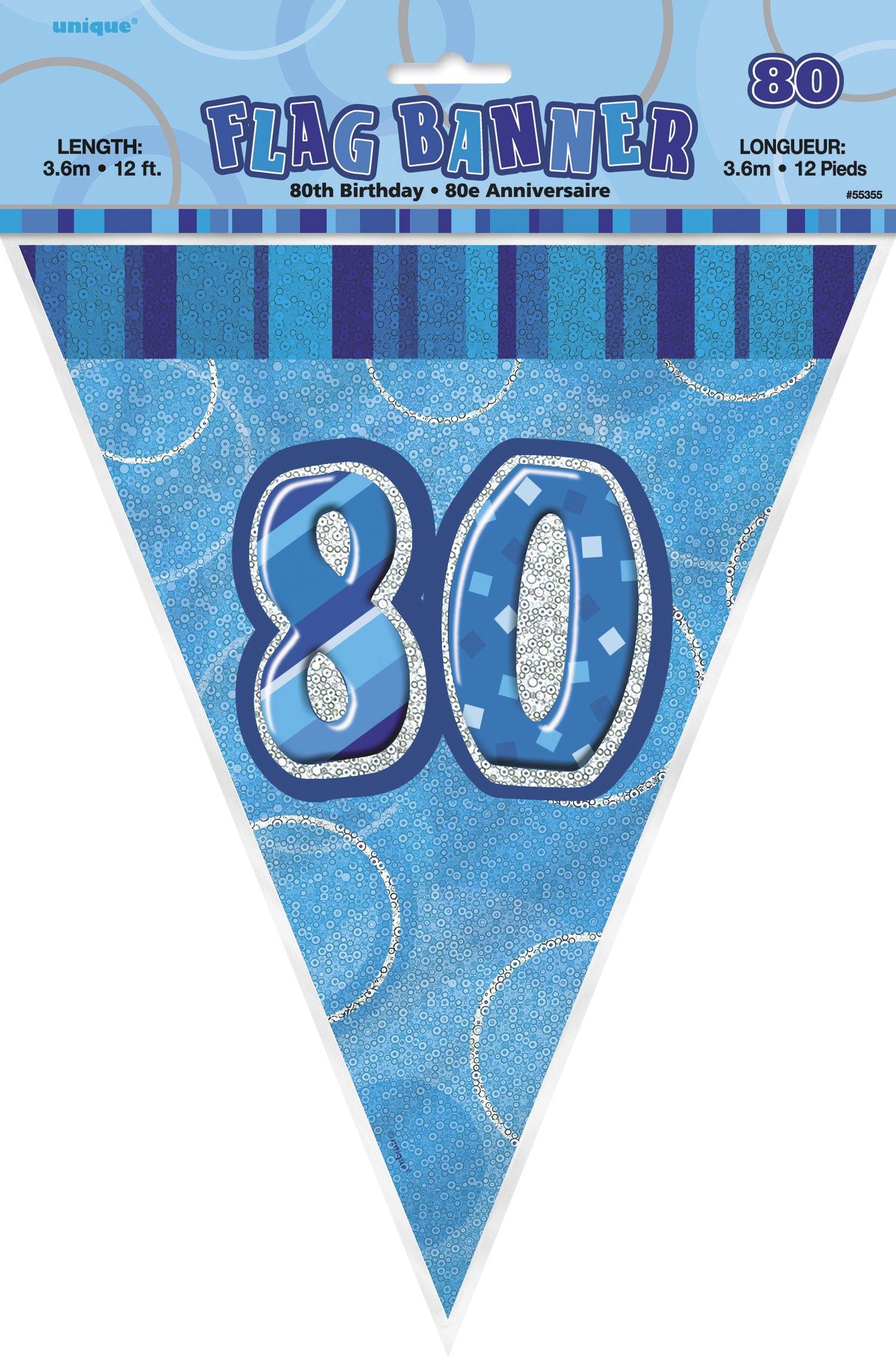 Glitz Blue Numeral 80 Flag Banner - 3.65m