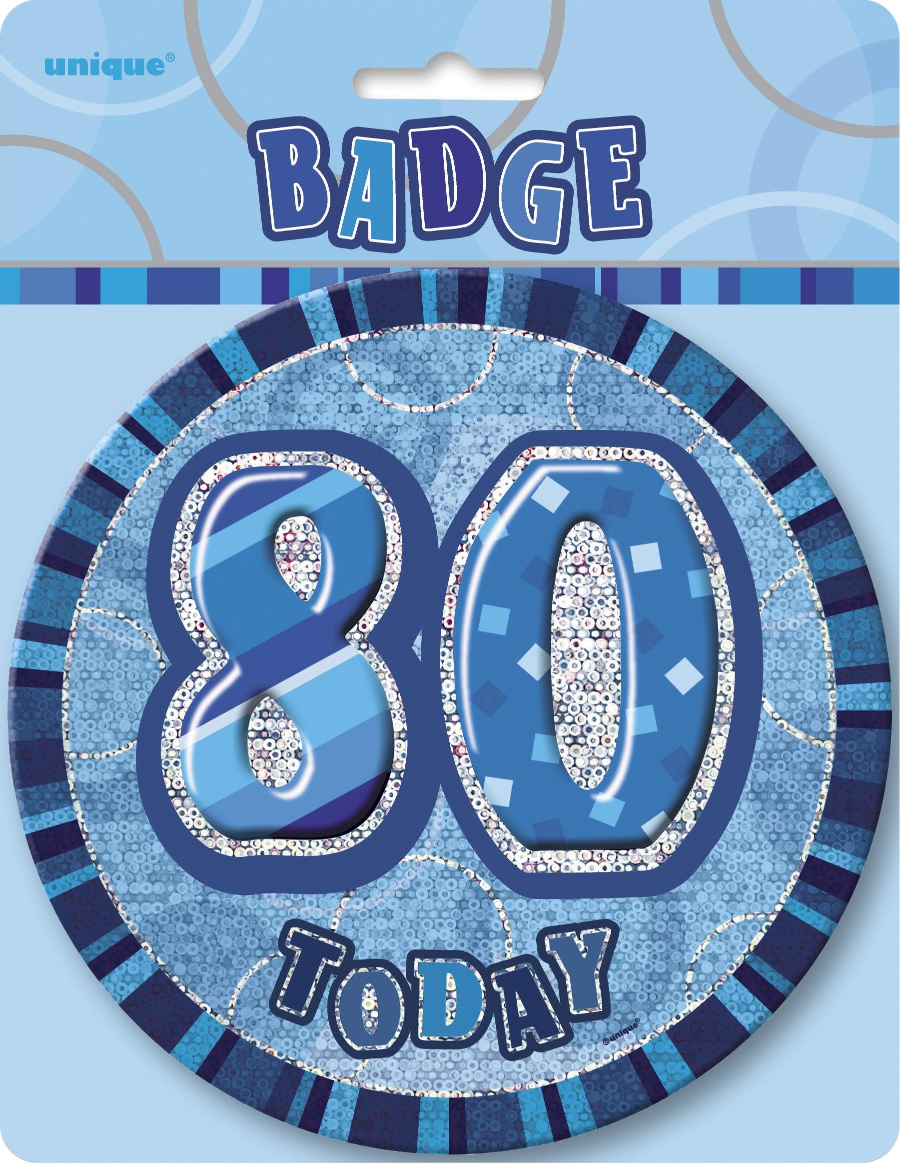 Glitz Blue 80 Today Jumbo Birthday Badge - 15cm