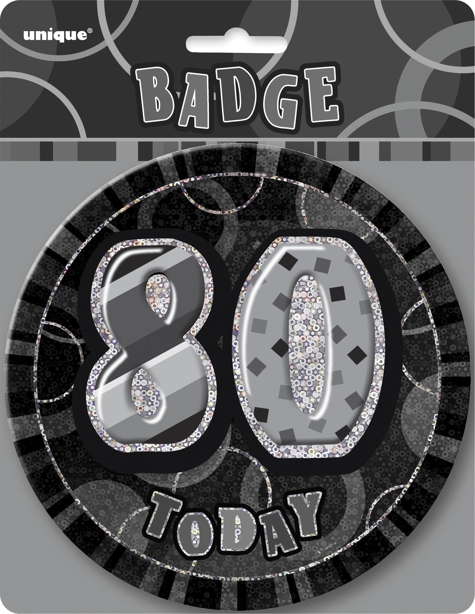 Glitz Black 80 Today Jumbo Birthday Badge - 15cm