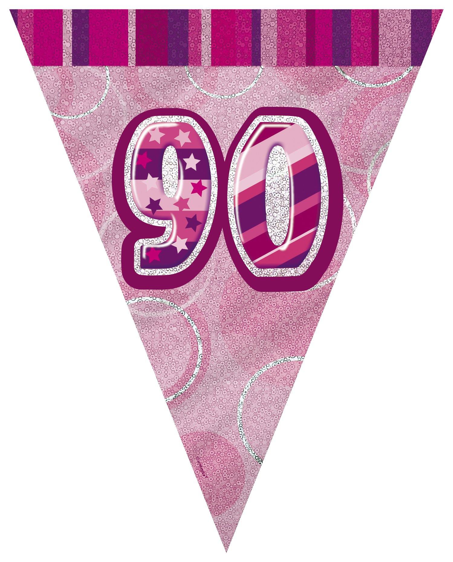 Glitz Pink Numeral 90 Flag Banner - 3.65m - The Base Warehouse