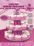 Load image into Gallery viewer, 3-Tier Glitz Pink Cupcake Stand with Sticker Sheet - 30cm x 36cm - The Base Warehouse
