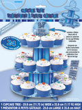 Load image into Gallery viewer, 3-Tier Glitz Blue Cupcake Stand with Sticker Sheet - 30cm x 36cm - The Base Warehouse
