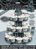 Load image into Gallery viewer, 3-Tier Glitz Black Cupcake Stand with Sticker Sheet - 30cm x 36cm - The Base Warehouse
