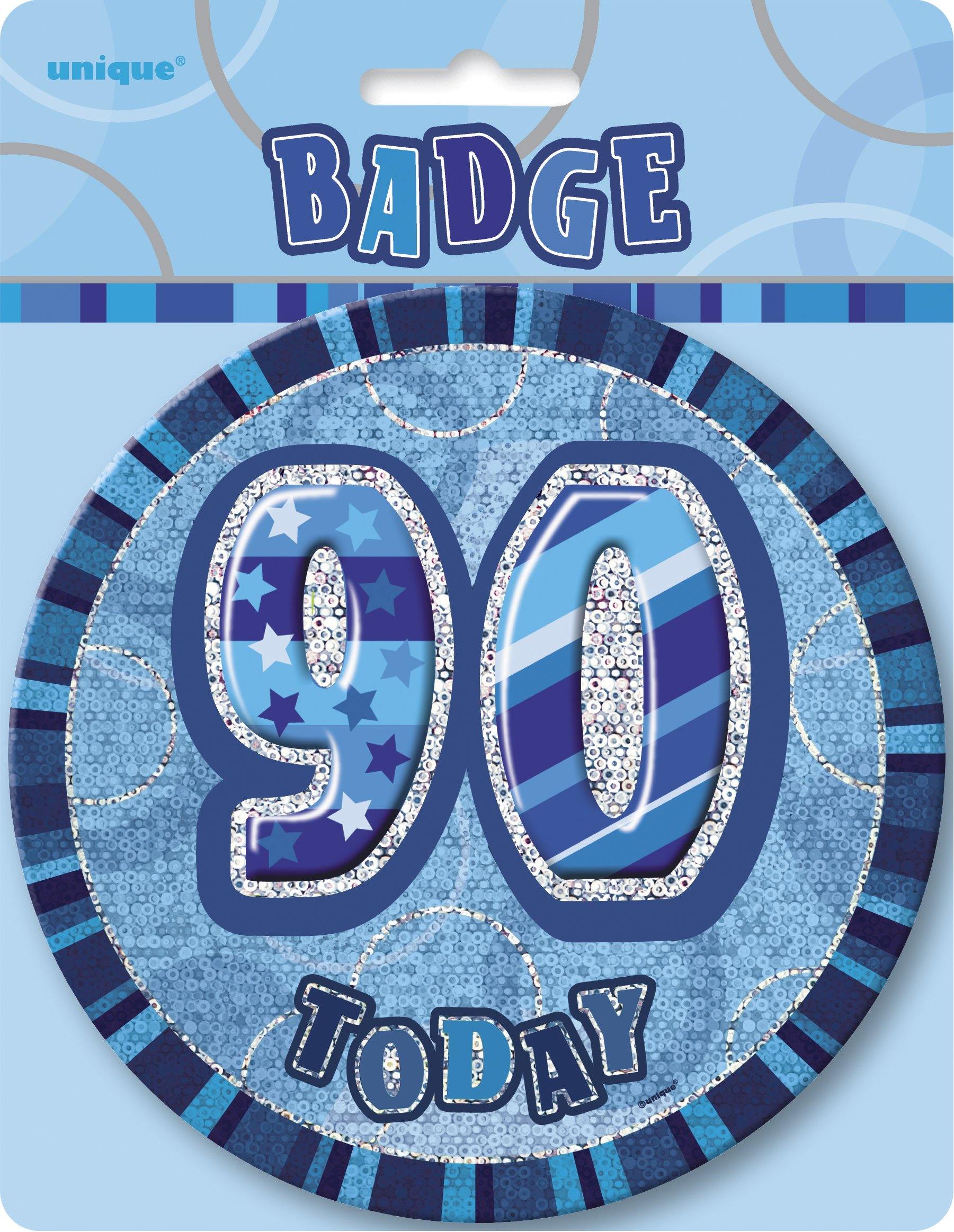 Glitz Blue 90 Today Jumbo Birthday Badge - 15cm