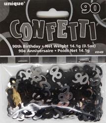 Glitz Black 90th Birthday Confetti - 14g - The Base Warehouse