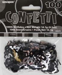 Glitz Black 100th Birthday Confetti - 14g - The Base Warehouse