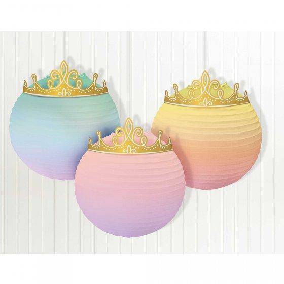 3 Pack Disney Princess OUAT Paper Lanterns & Gold Crowns - 31cm x 24cm - The Base Warehouse