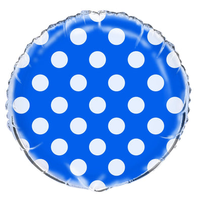 Royal Blue Dots Foil Balloon - 45cm - The Base Warehouse