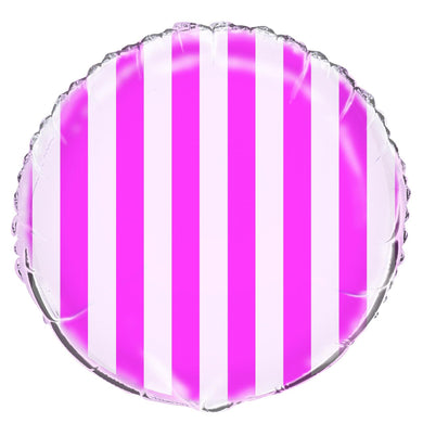 Hot Pink Stripes Foil Balloon - 45cm - The Base Warehouse