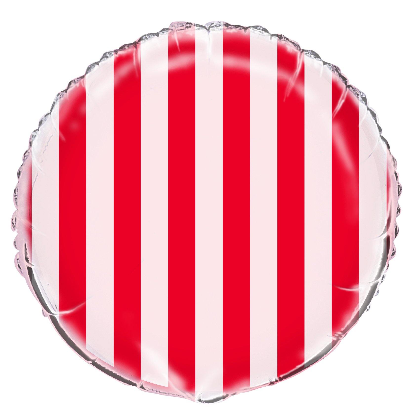 Ruby Red Stripes Round Foil Balloon - 45cm - The Base Warehouse
