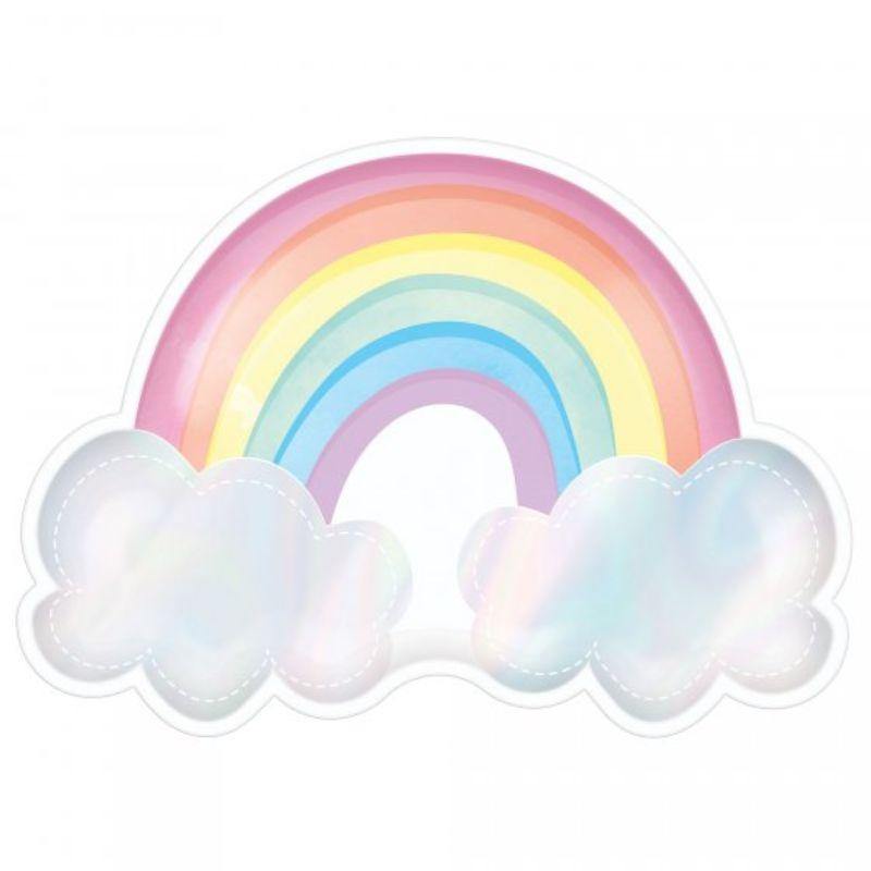 8 Pack Magical Rainbow Birthday Iridescent Rainbow Shaped Paper Plates - 16cm x 22cm - The Base Warehouse