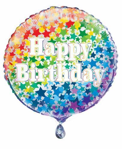 Rainbow Star Happy Birthday Foil Balloon - 45cm