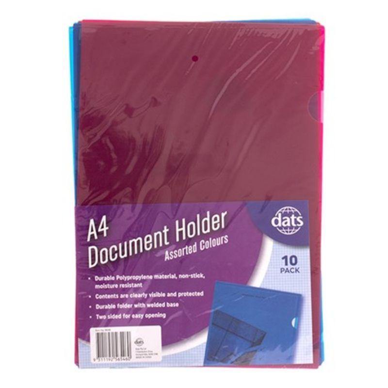 10 Pack Mixed Colour Document File Holder - A4 - The Base Warehouse