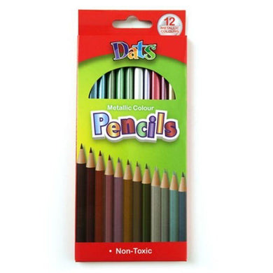 12 Pack Metallic Colour Pencils - The Base Warehouse