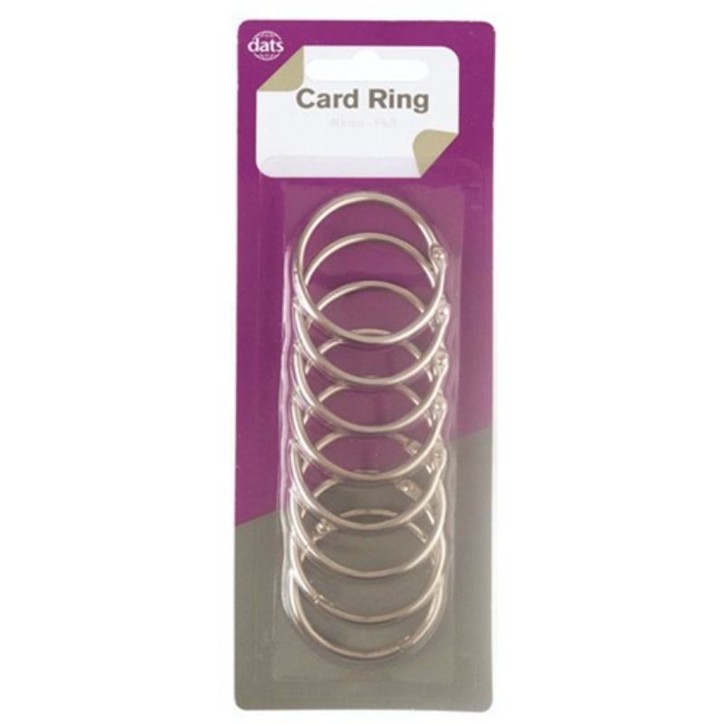 8 Pack Silver Card Ring - 40mm